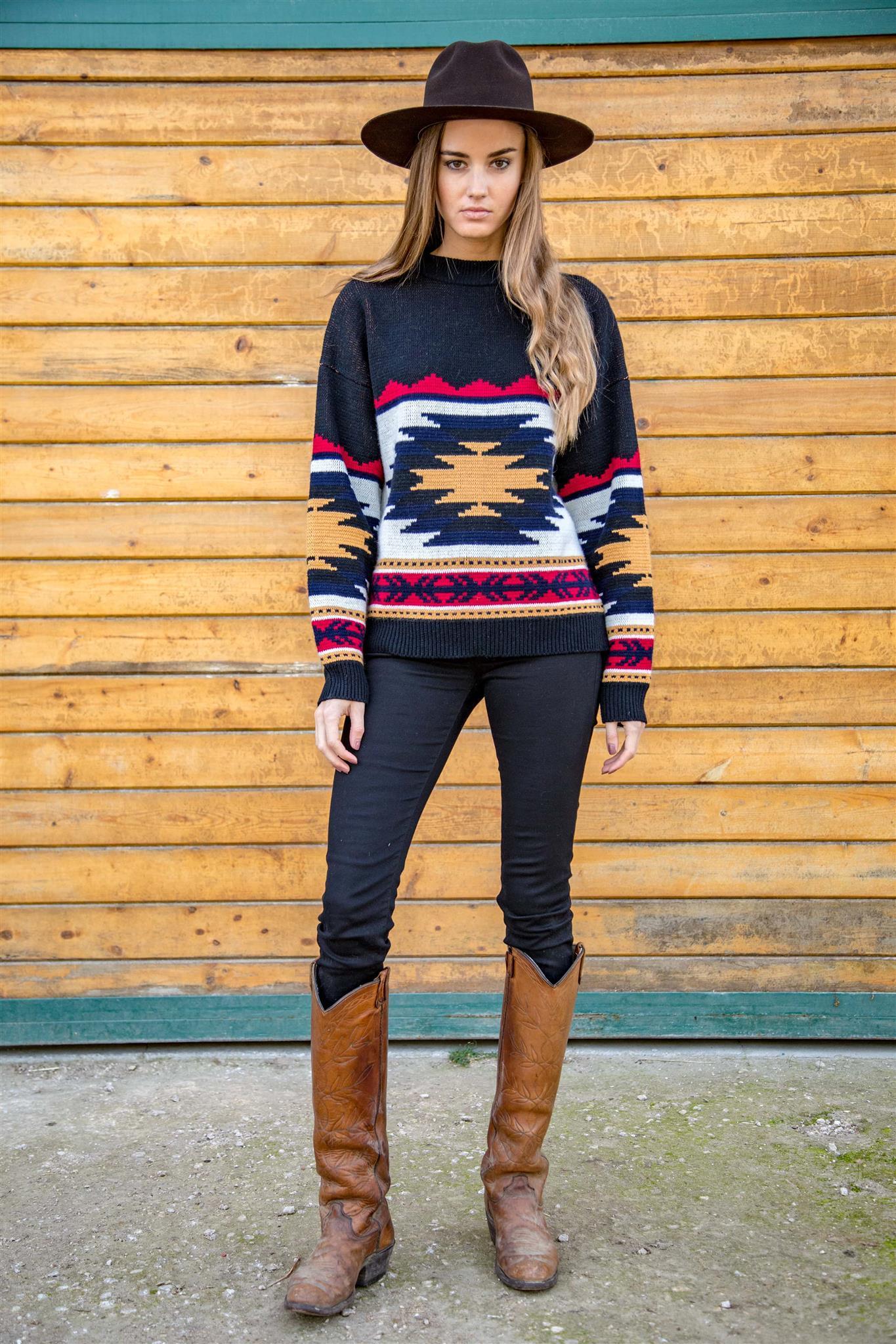Gone With The West Aztec Pullover Sweater